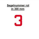 Segelnummer 12" - 300 mm "3" Rot        