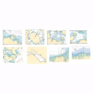 Seekarten Tischsets mit verschiedenen Seegebieten