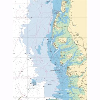 Seekarten Tischset mit dem Seegebiet: Helgoland Römö