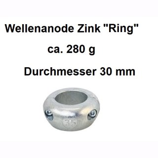 Wellen-Zinkanode Ring ca. 280 g  Ø30 mm