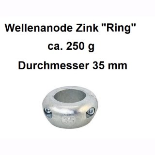 Wellen-Zinkanode Ring ca. 250 g   Ø35 mm