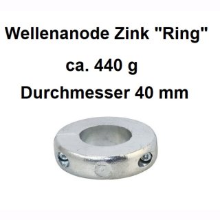 Wellen-Zinkanode Ring ca. 440 g   Ø40 mm