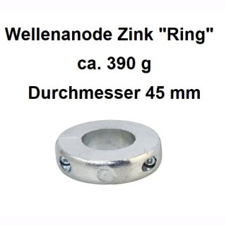 Wellen-Zinkanode Ring ca. 350 g   Ø45 mm
